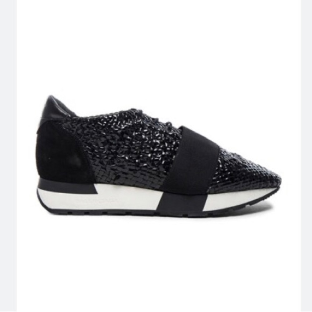 Balenciaga Raffia Runners in black woven leather sneakers size‎ 41